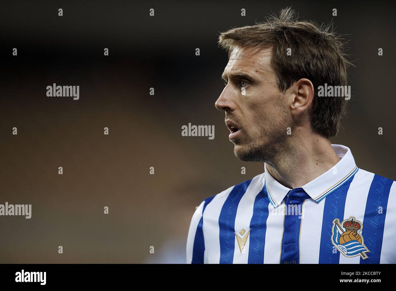 Nacho Monreal of Real Sociedad during the Copa Del Rey Final match between Real Sociedad and Athletic Club at Estadio de La Cartuja on April 3, 2021 in Seville, Spain. Sporting stadiums around Spain remain under strict restrictions due to the Coronavirus Pandemic as Government social distancing laws prohibit fans inside venues resulting in games being played behind closed doors. (Photo by Jose Breton/Pics Action/NurPhoto) Stock Photo