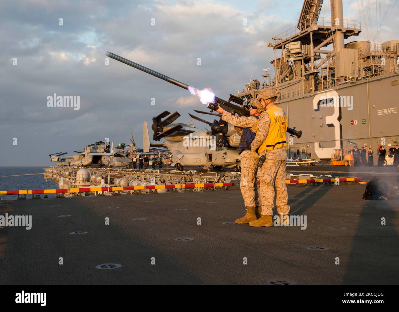 U.S. Marine fires a stinger simulator from a Stinger Trainer Launch