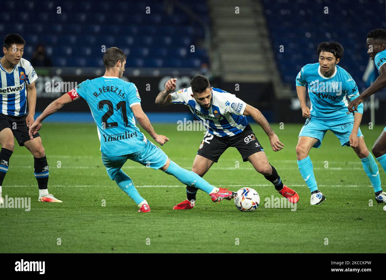 Matias Vargas during the match between RCD Espanyol and CD Leganes, corresponding to the week 34 of the Liga Smartbank, played at the RCDE Stadium on 11th April 2021, in Barcelona, Spain. -- (Photo by Urbanandsport/NurPhoto) Stock Photo