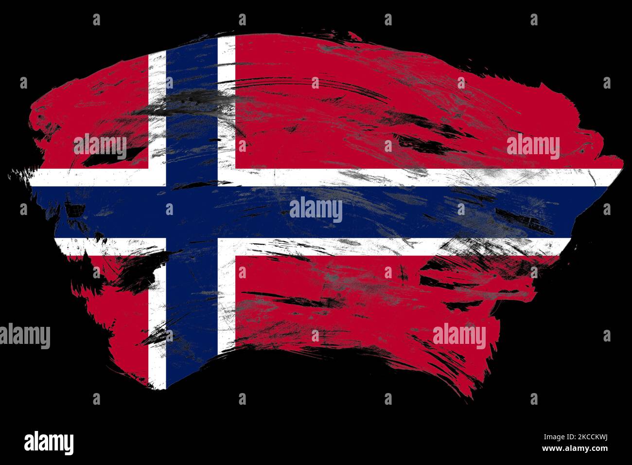 Norway flag on distressed black stroke brush background Stock Photo - Alamy