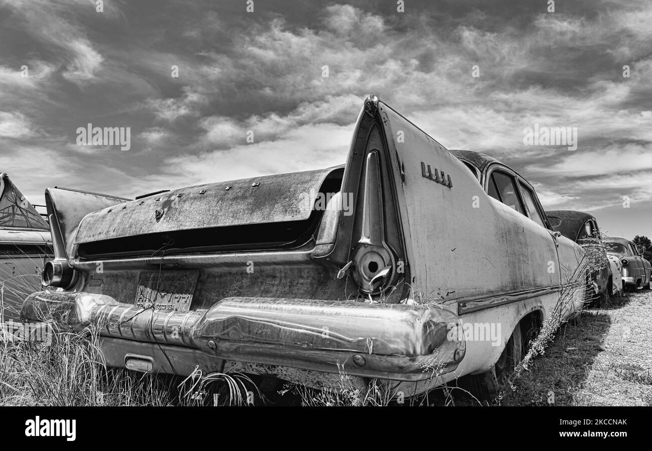 1958 Plymouth Plaza Patina after 64 years in the burning hot New Mexico sun Stock Photo