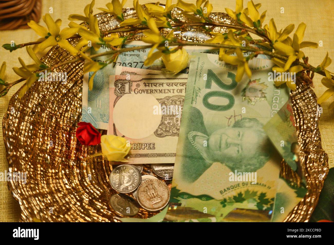 canadian-and-indian-money-seen-at-a-traditional-vishu-kani-vishukani