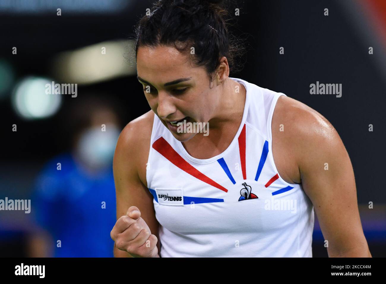 Martina Trevisan player of team Italy during the match against Mihaela Buzarnescu, romanian player during the Billie Jean King cup in Cluj-Napoca, Romania on 16 April 2021. (Photo by Flaviu Buboi/NurPhoto) Stock Photo