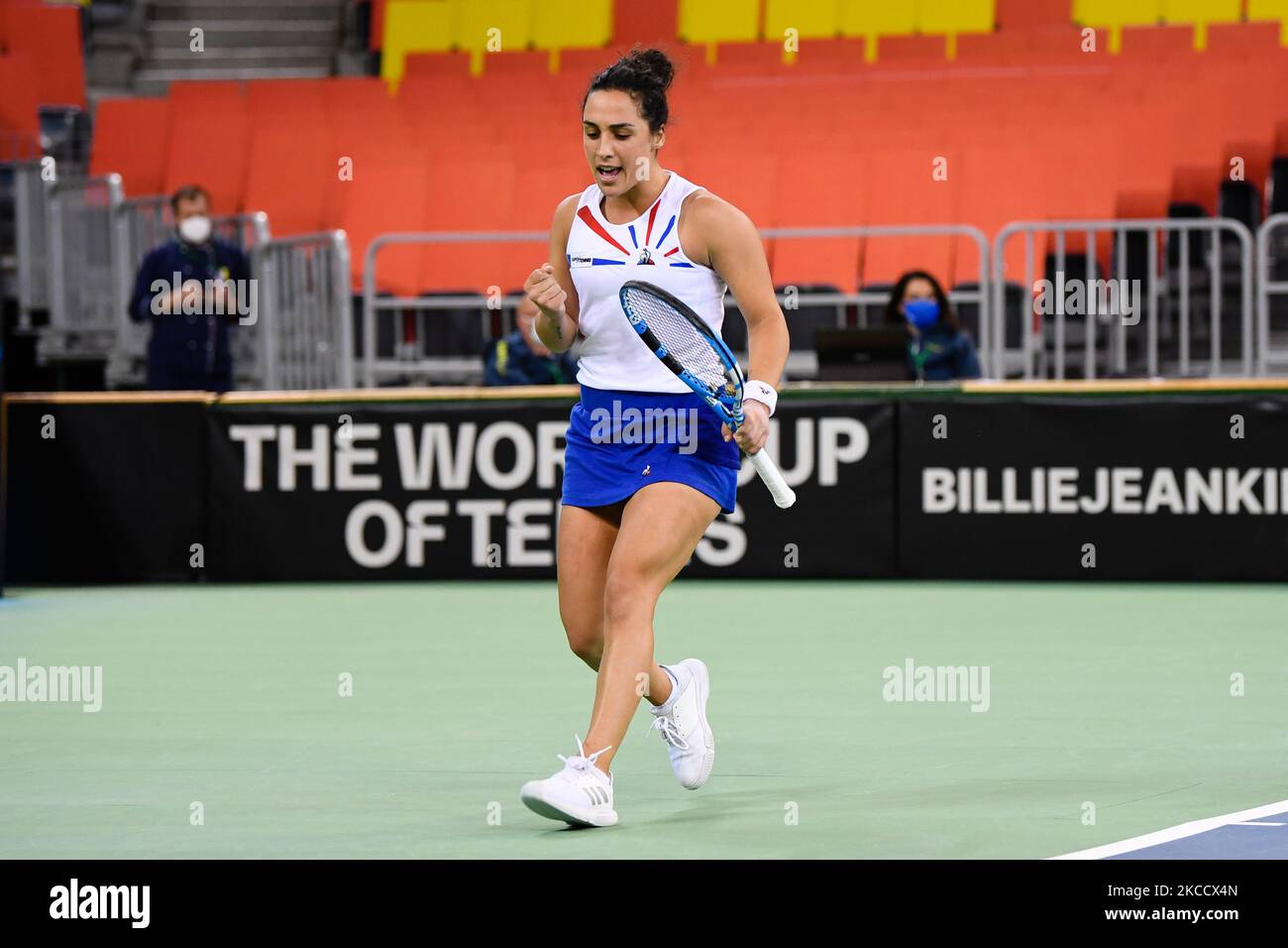 Martina Trevisan player of team Italy during the match against Mihaela Buzarnescu, romanian player during the Billie Jean King cup in Cluj-Napoca, Romania on 16 April 2021. (Photo by Flaviu Buboi/NurPhoto) Stock Photo