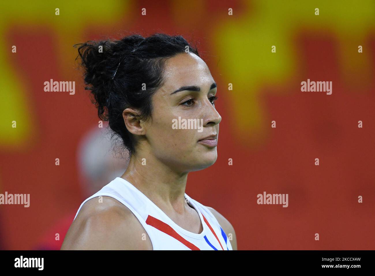 Martina Trevisan player of team Italy during the match against Mihaela Buzarnescu, romanian player during the Billie Jean King cup in Cluj-Napoca, Romania on 16 April 2021. (Photo by Flaviu Buboi/NurPhoto) Stock Photo