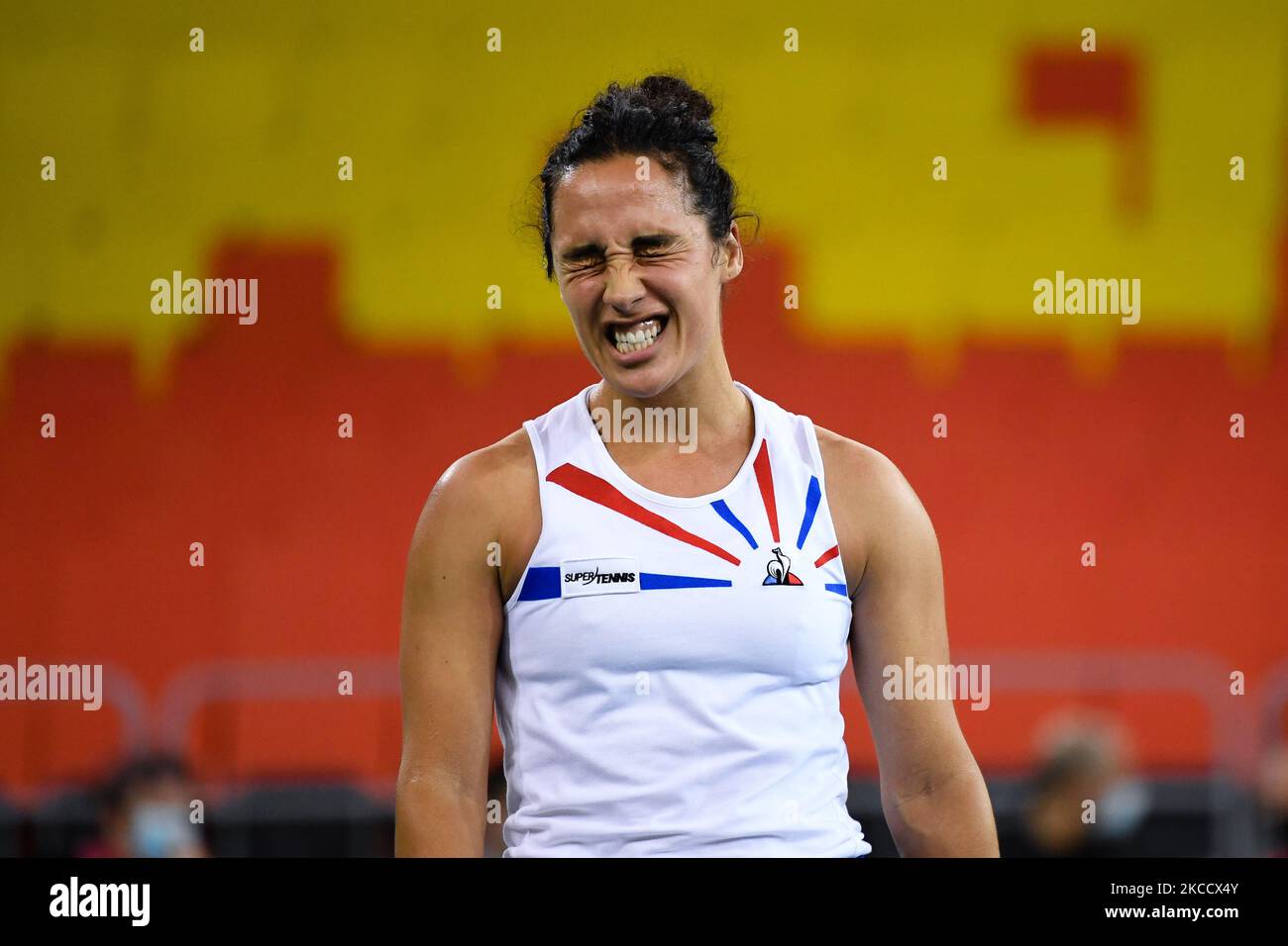 Martina Trevisan player of team Italy during the match against Mihaela Buzarnescu, romanian player during the Billie Jean King cup in Cluj-Napoca, Romania on 16 April 2021. (Photo by Flaviu Buboi/NurPhoto) Stock Photo