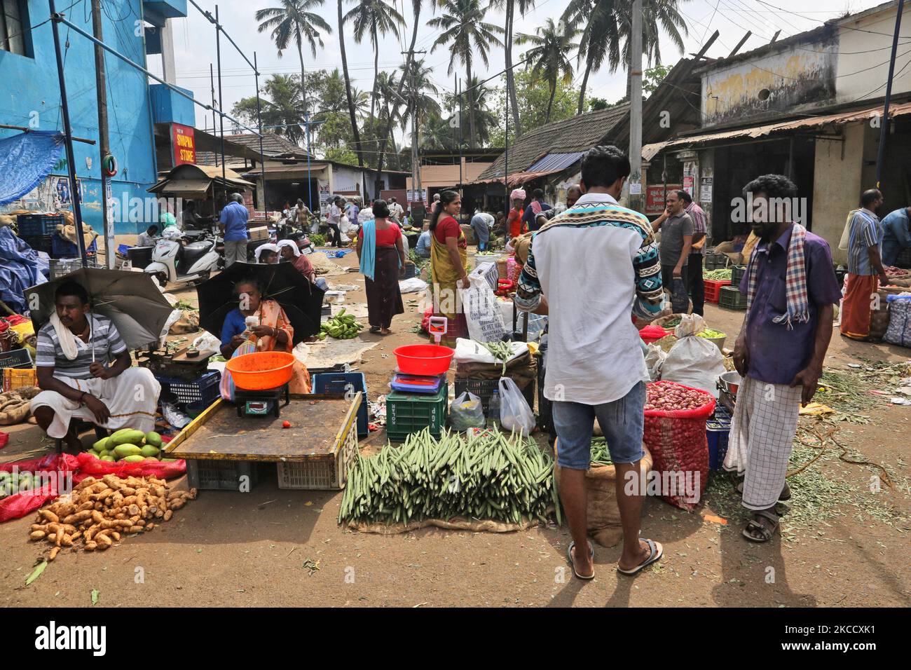 Fruit and vegetables being sold at the Chalai market in the city of