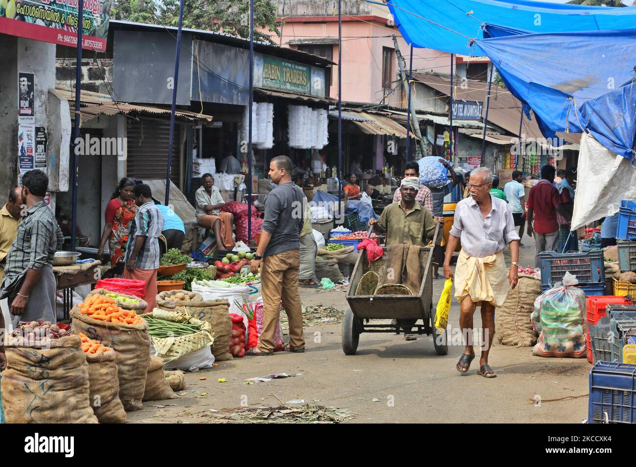Fruit and vegetables being sold at the Chalai market in the city of
