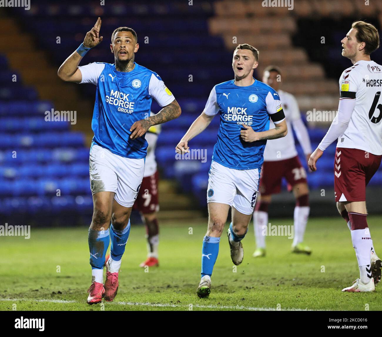 Jonson Clarke-Harris of Peterborough United celebrates scoring from the ...
