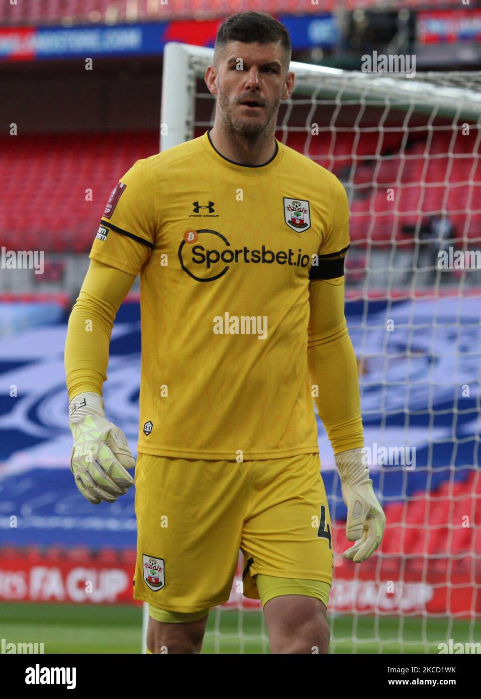 Fraser Forster of Southampton during Emirates FA Cup Semi-Final between Leicester City and Southampton at Wembley stadium, in London, United Kingdom, on 18th April 2021.(Photo by Action Foto Sport/NurPhoto) Stock Photo