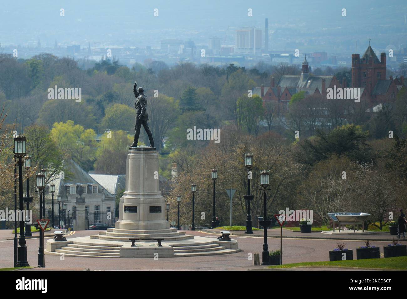 A general view of Stormont, the Northern Ireland Parliament Buildings in Belfast. On Monday, April 19, 2021, in Belfast, Northern Ireland (Photo by Artur Widak/NurPhoto) Stock Photo