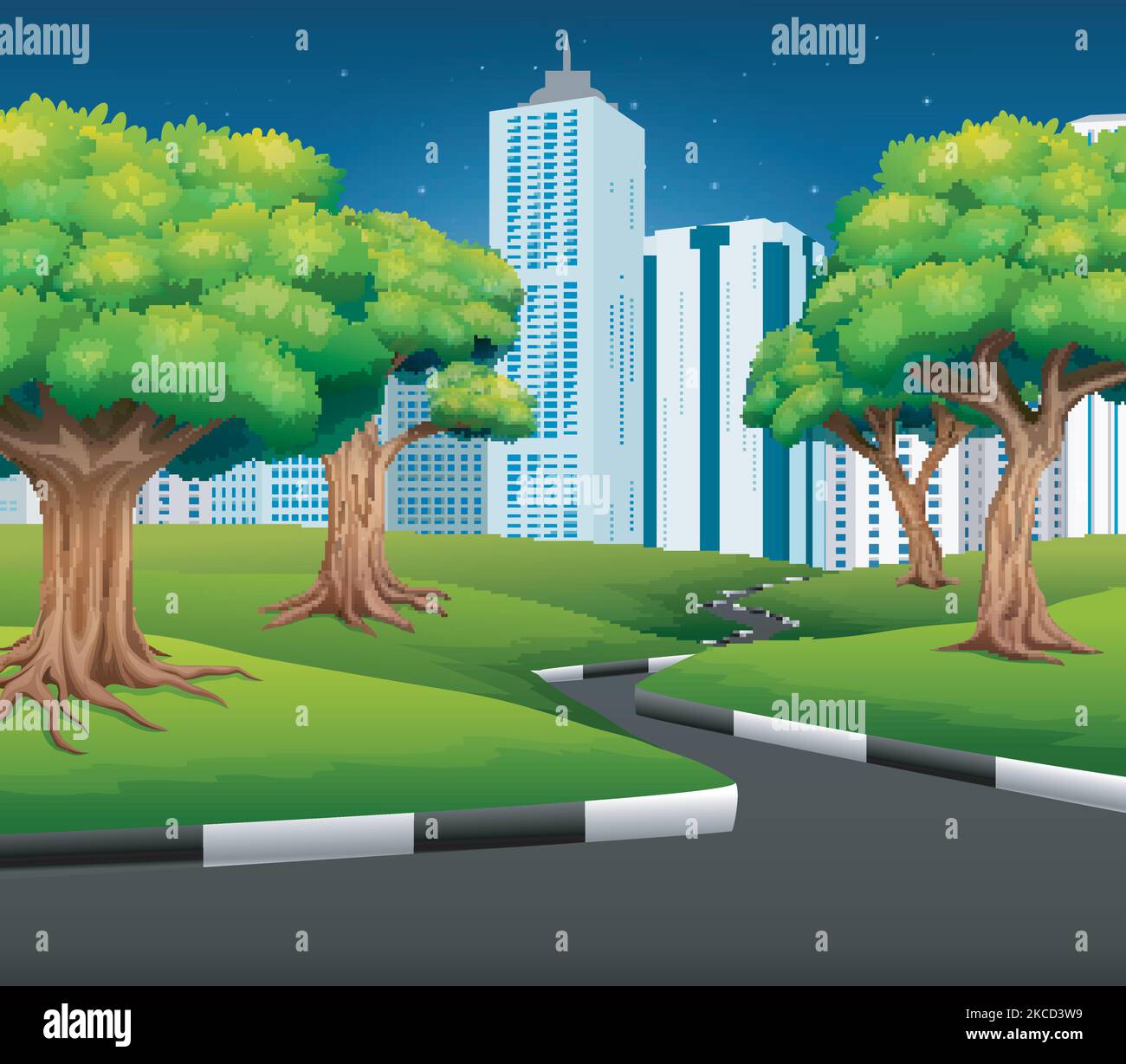 City park landscape with road and cityscape Stock Vector Image & Art ...