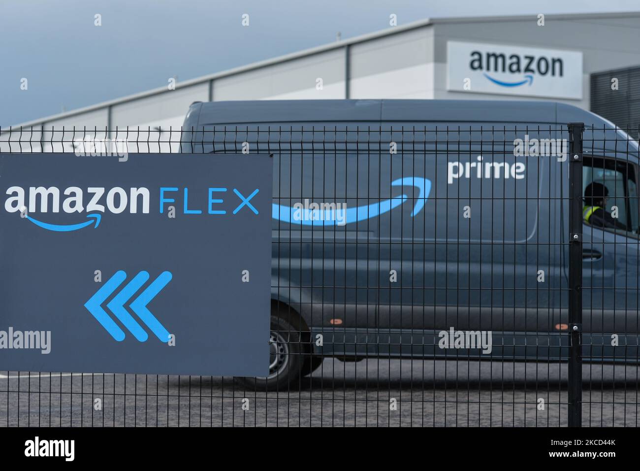 Amazon Prime van waiting to depart from the Amazon delivery centre in
