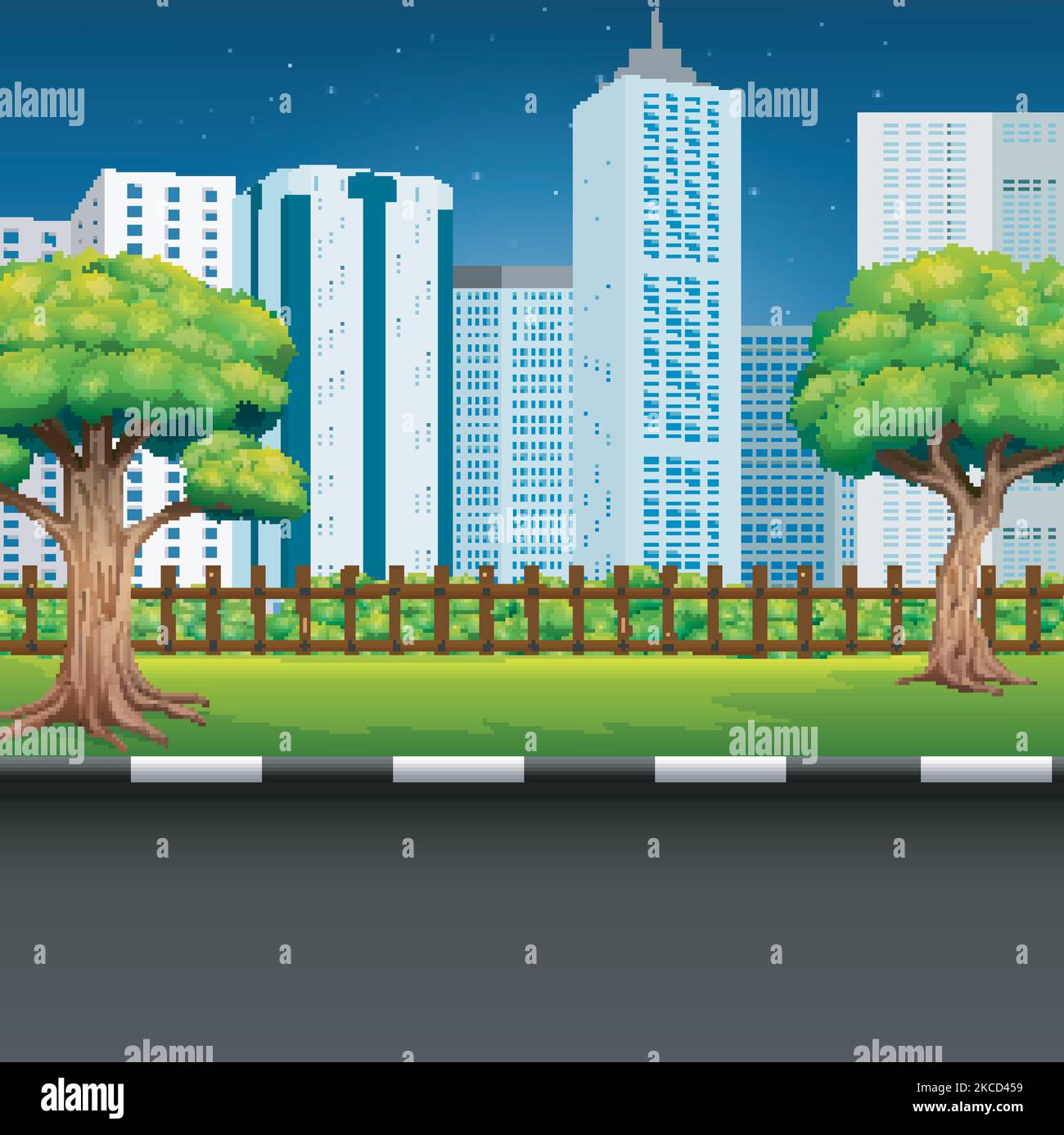 City park landscape with road and cityscape Stock Vector Image & Art ...