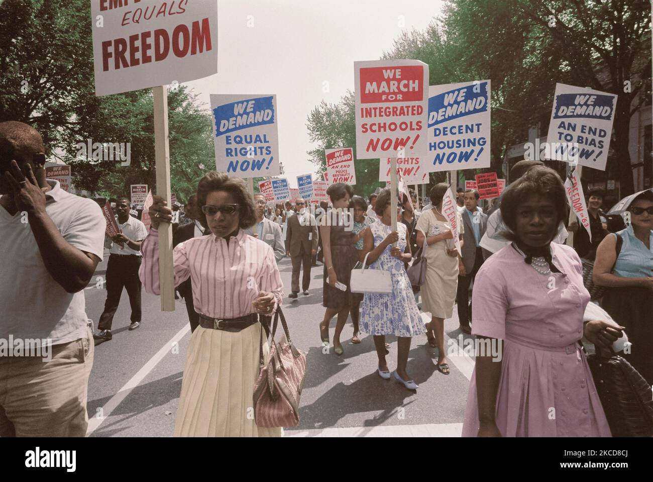 A procession of African Americans carrying signs for equal rights, 1963. Stock Photo