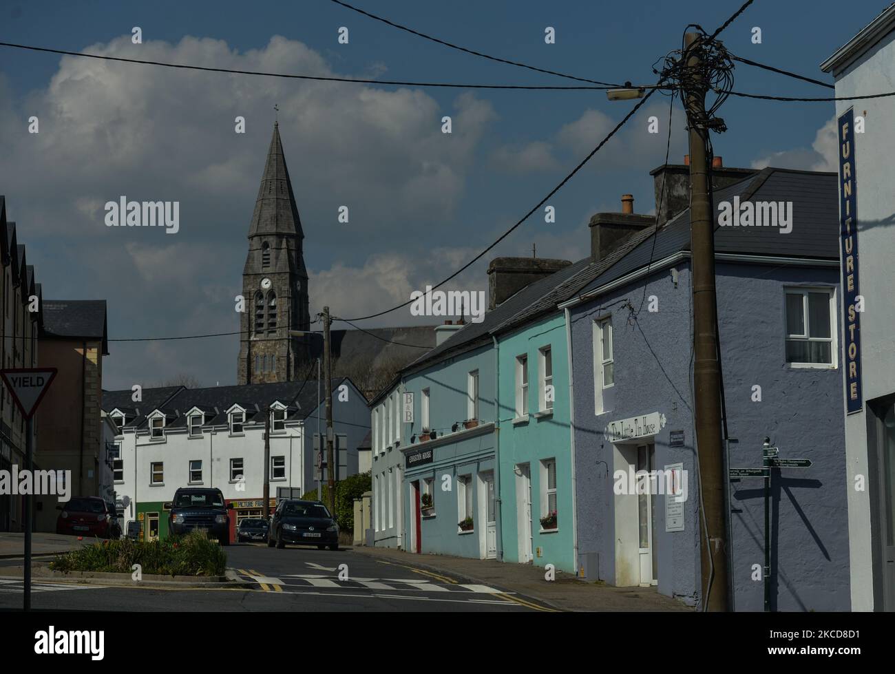Colorful painted houses in Clifden, Co. Galway. On Thursday, 22 April