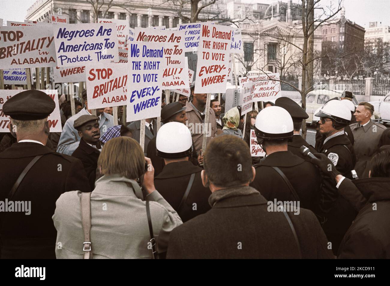 African American demonstrators outside the White House, 1965. Stock Photo