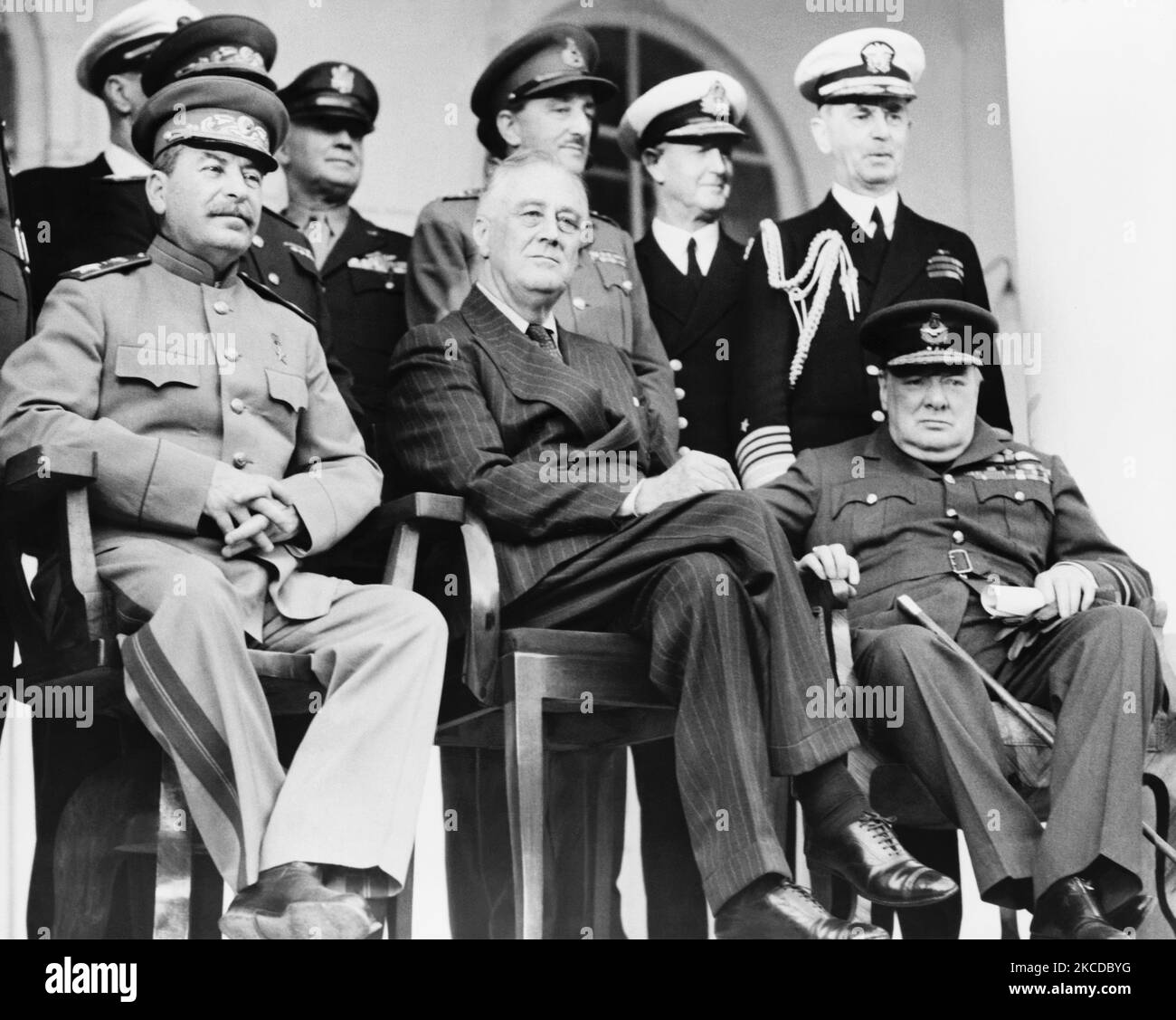 Political and military leaders attend the Tehran Conference during World War II. Stock Photo