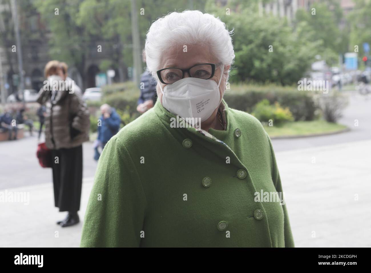 Lidia Pomodoro is seen at the Burial chamber of Italian singer Milva at Teatro Strehler in Milan, Italy on April 27, 2021. (Photo by Mairo Cinquetti/NurPhoto) Stock Photo
