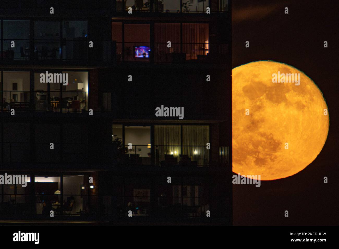 The Full Moon or Pink Supermoon or Super Pink Moon of April 2021 as