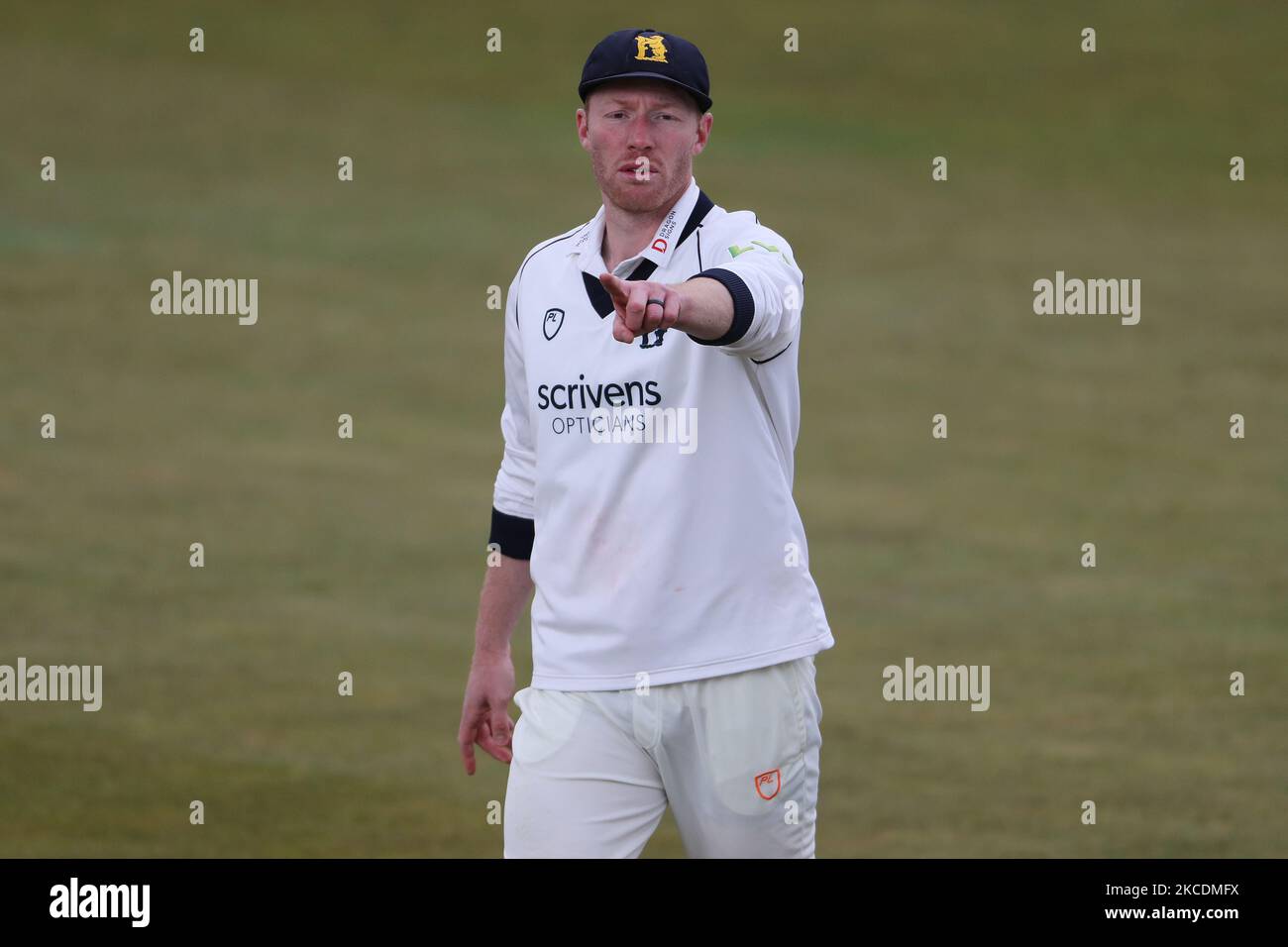 Liam Norwell of Warwickshire during the LV= County Championship match between Durham County Cricket Club and Warwickshire County Cricket Club at Emirates Riverside, Chester le Street on Friday 30th April 2021. (Photo by Mark Fletcher/MI News/NurPhoto) Stock Photo