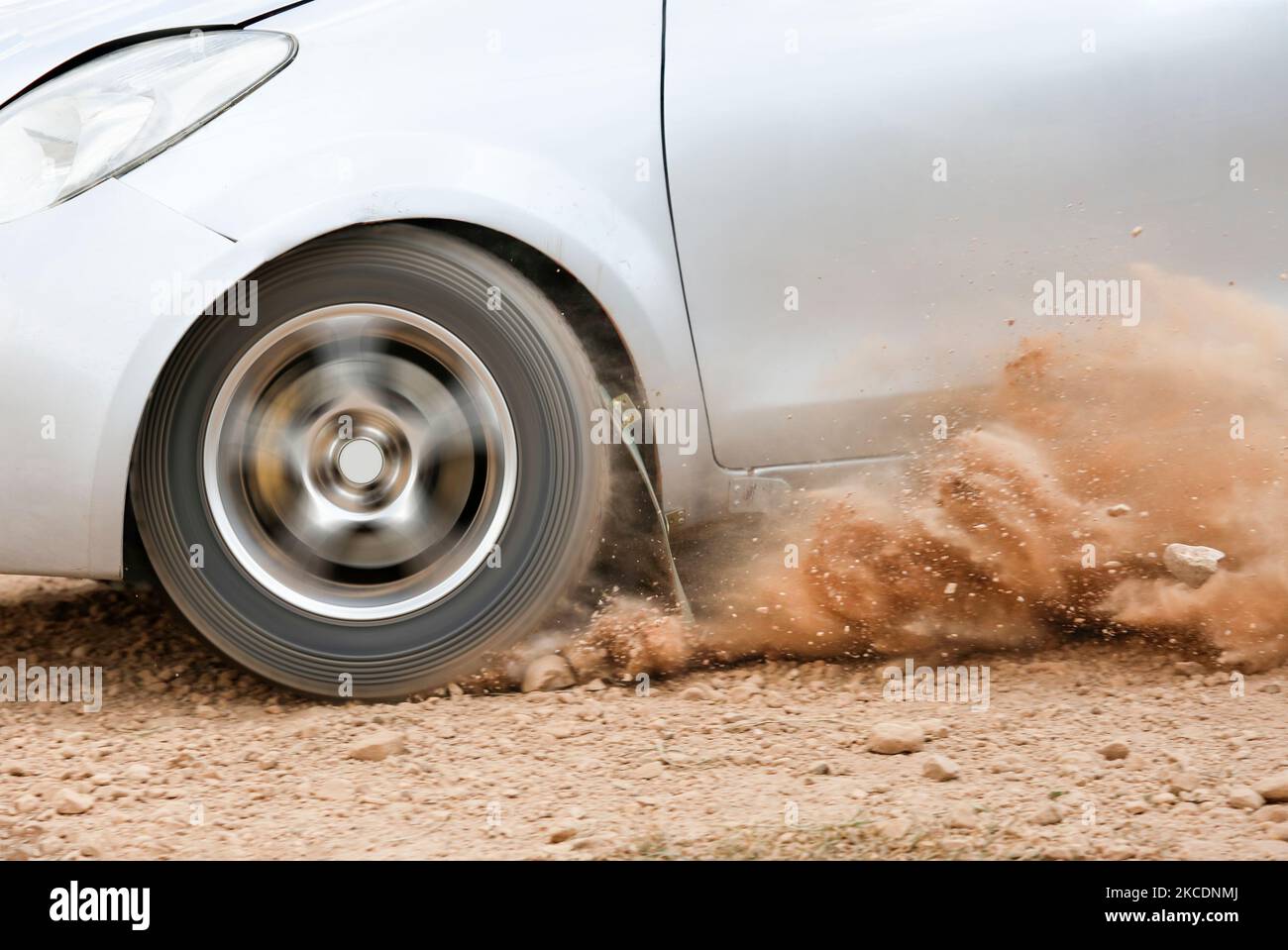 Rally Car in dirt track Stock Photo