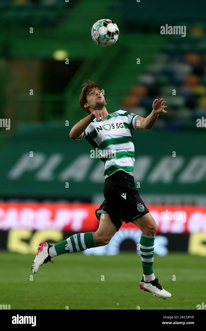 Daniel Braganca of Sporting CP in action during the Portuguese League football match between Sporting CP and CD Nacional at Jose Alvalade stadium in Lisbon, Portugal on May 1, 2021. (Photo by Pedro FiÃºza/NurPhoto) Stock Photo