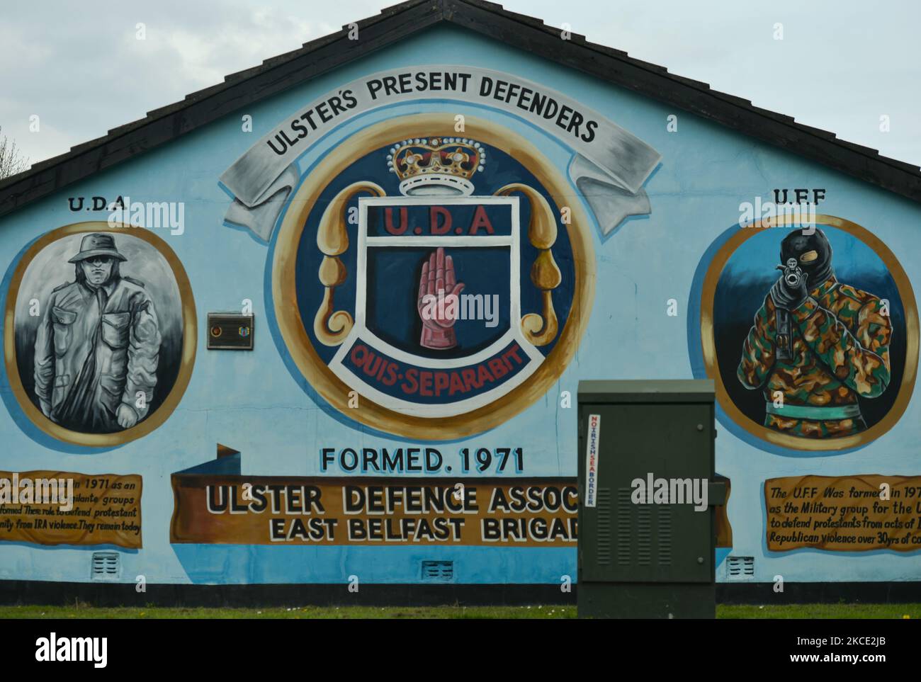 A political mural seen on a wall in East Belfast. On Monday, April 19, 2021, in Belfast, Northern Ireland (Photo by Artur Widak/NurPhoto) Stock Photo