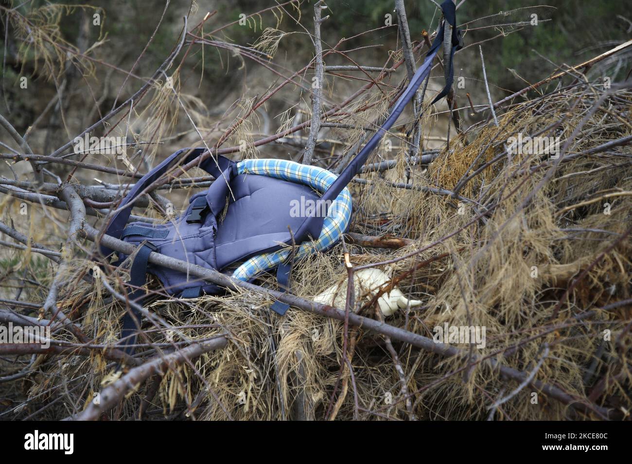 A discarded backpack is seen along the Rio Grande US/Mexican Border on