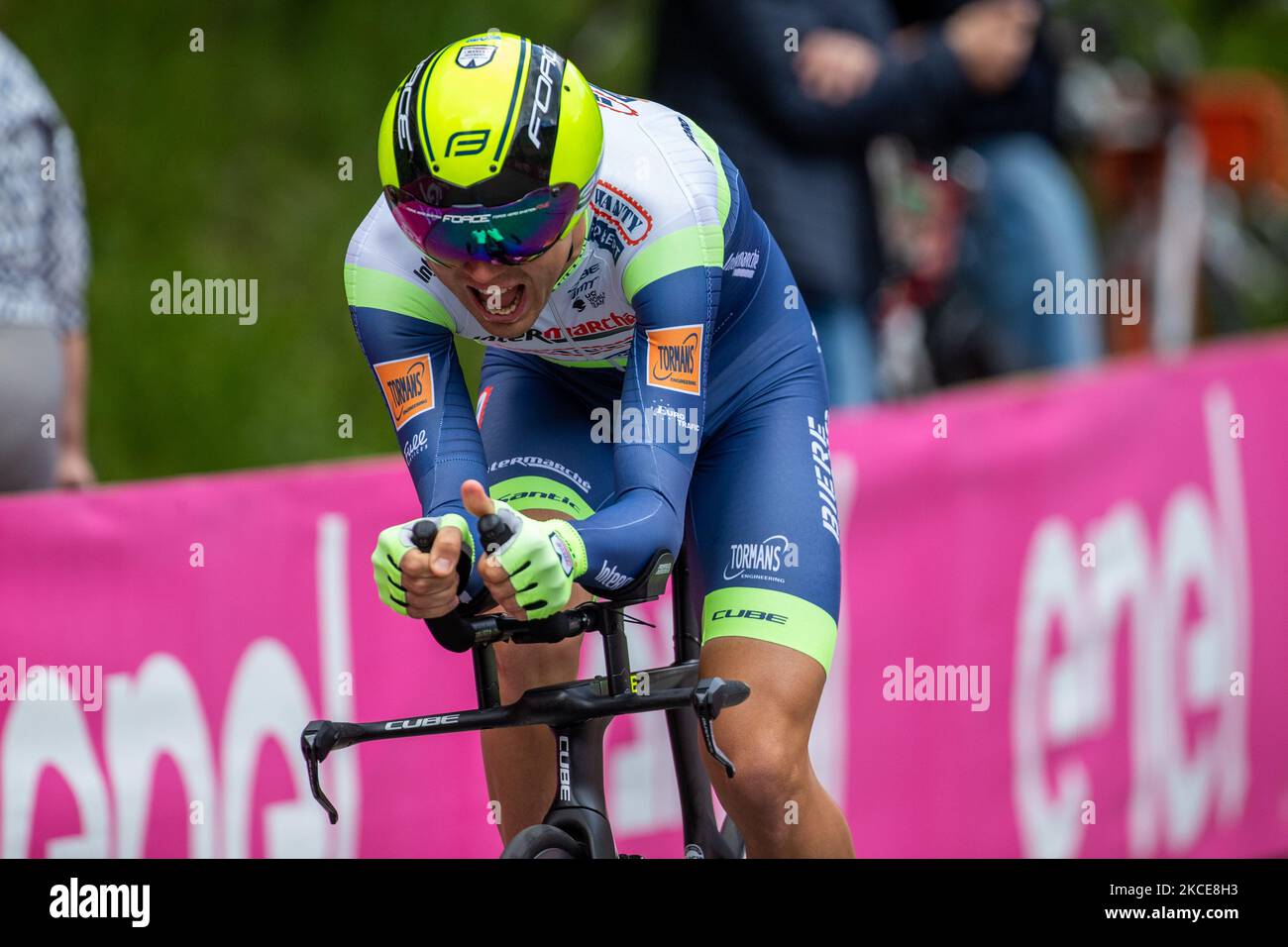 TAARAMÄE Rein (EST) of INTERMARCHÉ - WANTY - GOBERT MATÉRIAUX during the 104th Giro d'Italia 2021, Stage 1 a 8,6km Individual Time Trial stage from Turin to Turin on May 8, 2021 in Turin, Italy. (Photo by Mauro Ujetto/NurPhoto) Stock Photo