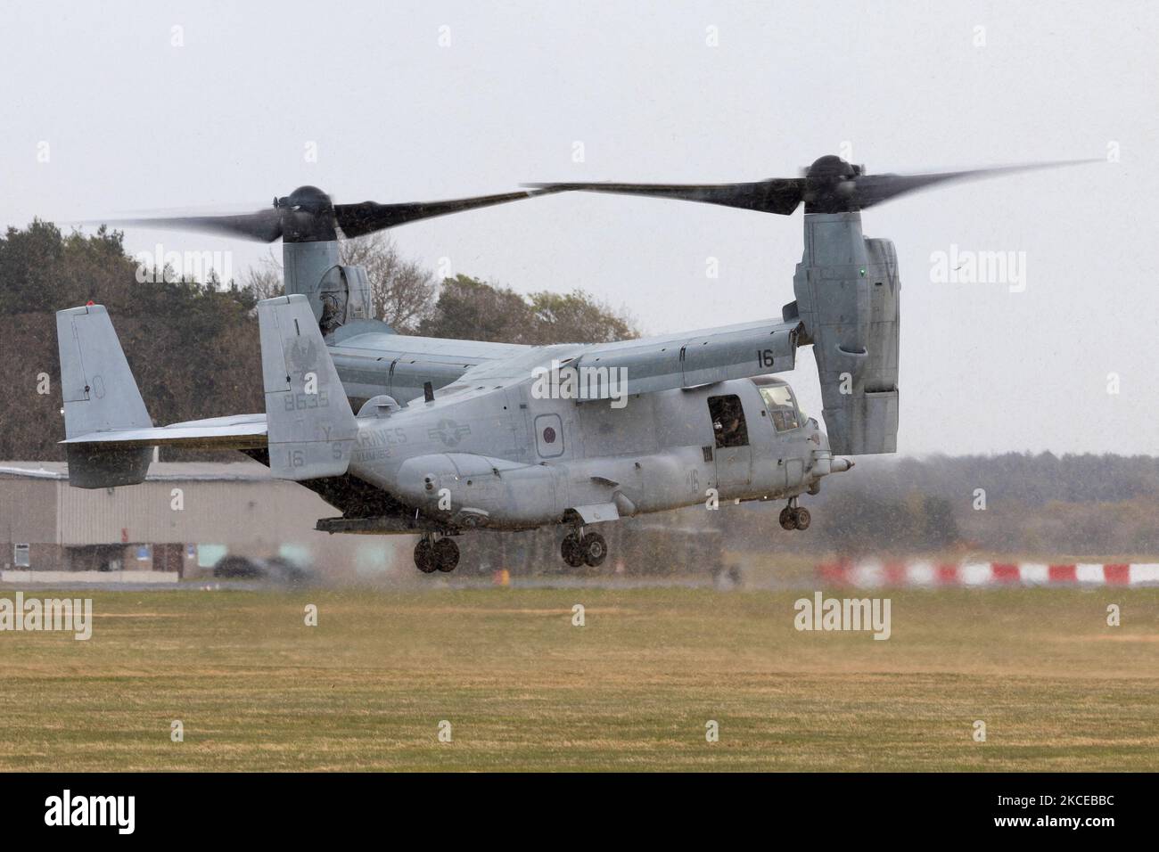 A US Navy Marines MV-22 Osprey Helicopter aircraft takes off at Leuchars Air Station, Scotland on Monday 10th May 2021. (Photo by Robert Smith/MI News/NurPhoto) Stock Photo