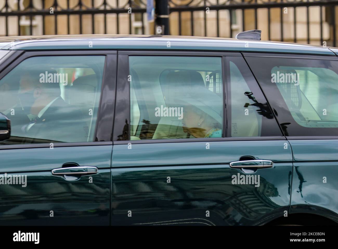 HM Queen Elizabeth II arrives at Westminster prior to giving the State Opening of Parliament on Tuesday 11th May 2021. (Photo by Lucy North/MI News/NurPhoto) Stock Photo