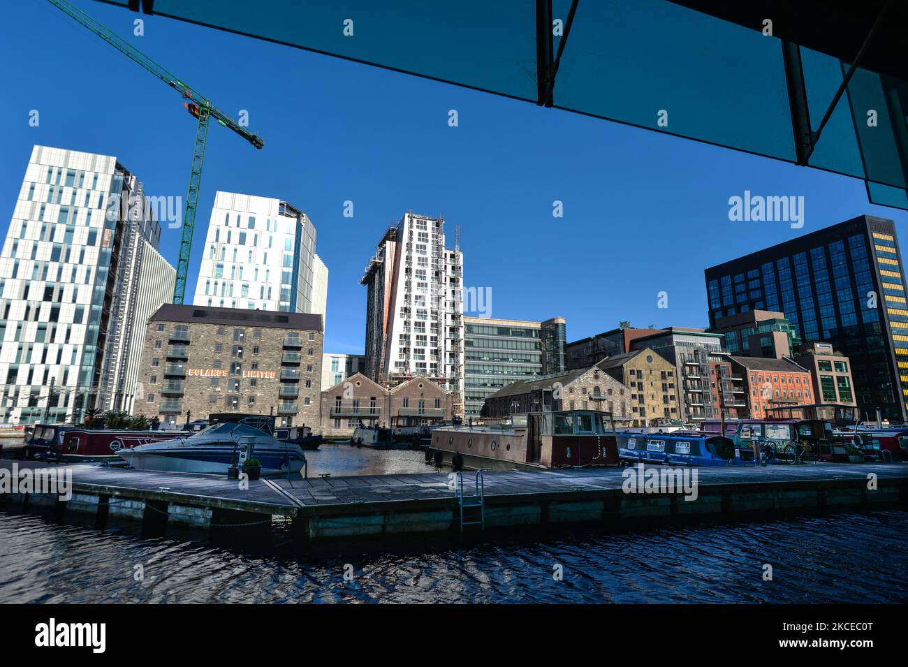 A general view of the nearly finished Boland’s Quay new site on Dublin’s Barrow Street and Google EMEA HQ building (right), at the Grand Canal Docks, in Dublin. On Tuesday, 11 May 2021, in Dublin, Ireland. (Photo by Artur Widak/NurPhoto) Stock Photo