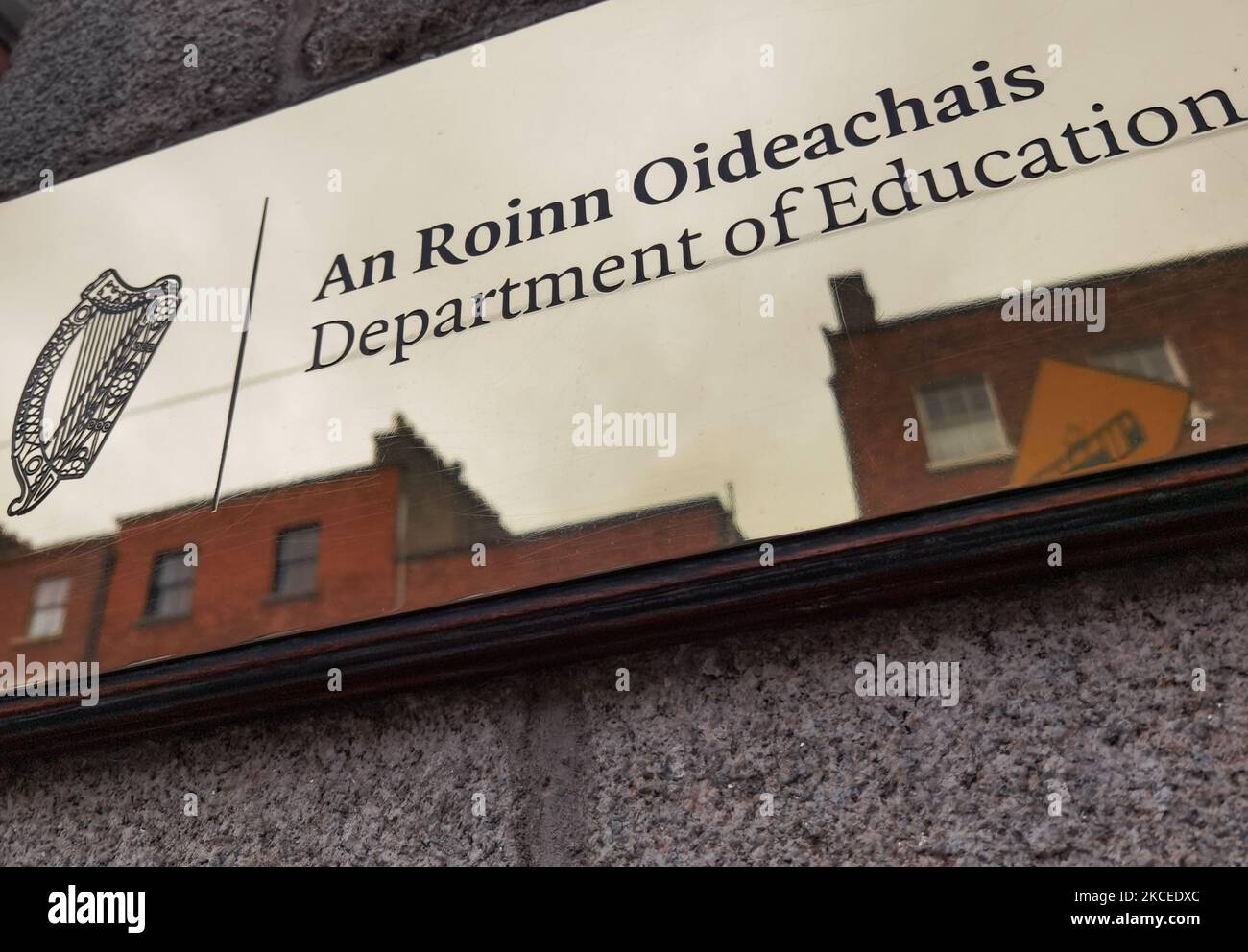 Department of Education sign in Dublin On Saturday, 8 May 2021, in Dublin, Ireland. (Photo by Artur Widak/NurPhoto) Stock Photo