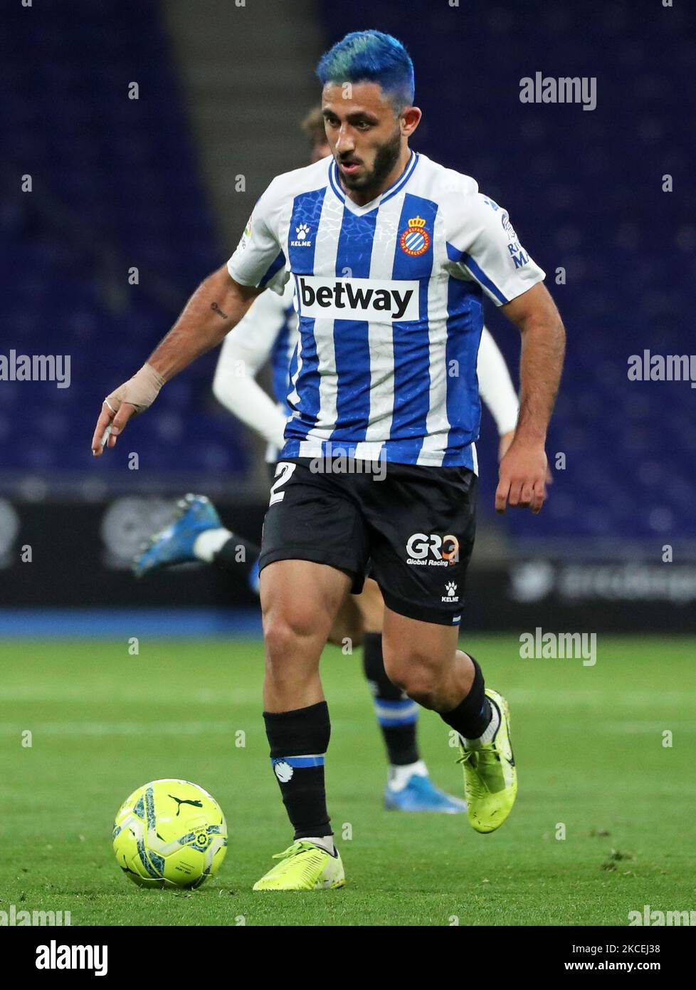 Matias Vargas during the match between RCD Espanyol and FC Cartagena, corresponding to the week 39 of the Liga Smartbank, played at the RCDE Stadium on 14th May 2021, in Barcelona, Spain. (Photo by Joan Valls/Urbanandsport/NurPhoto) Stock Photo
