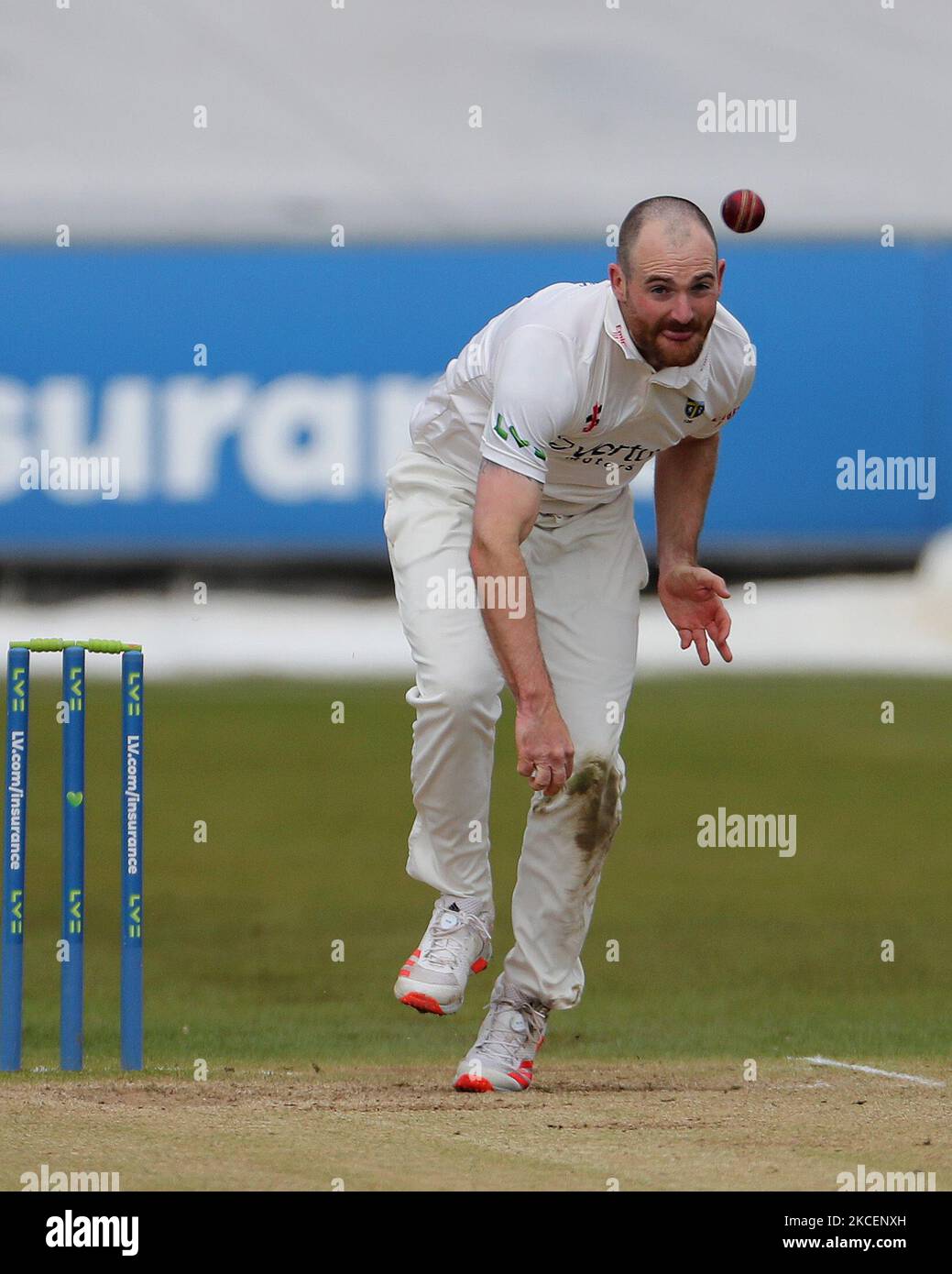 Durham's Ben Raine bowling during the LV= County Championship match