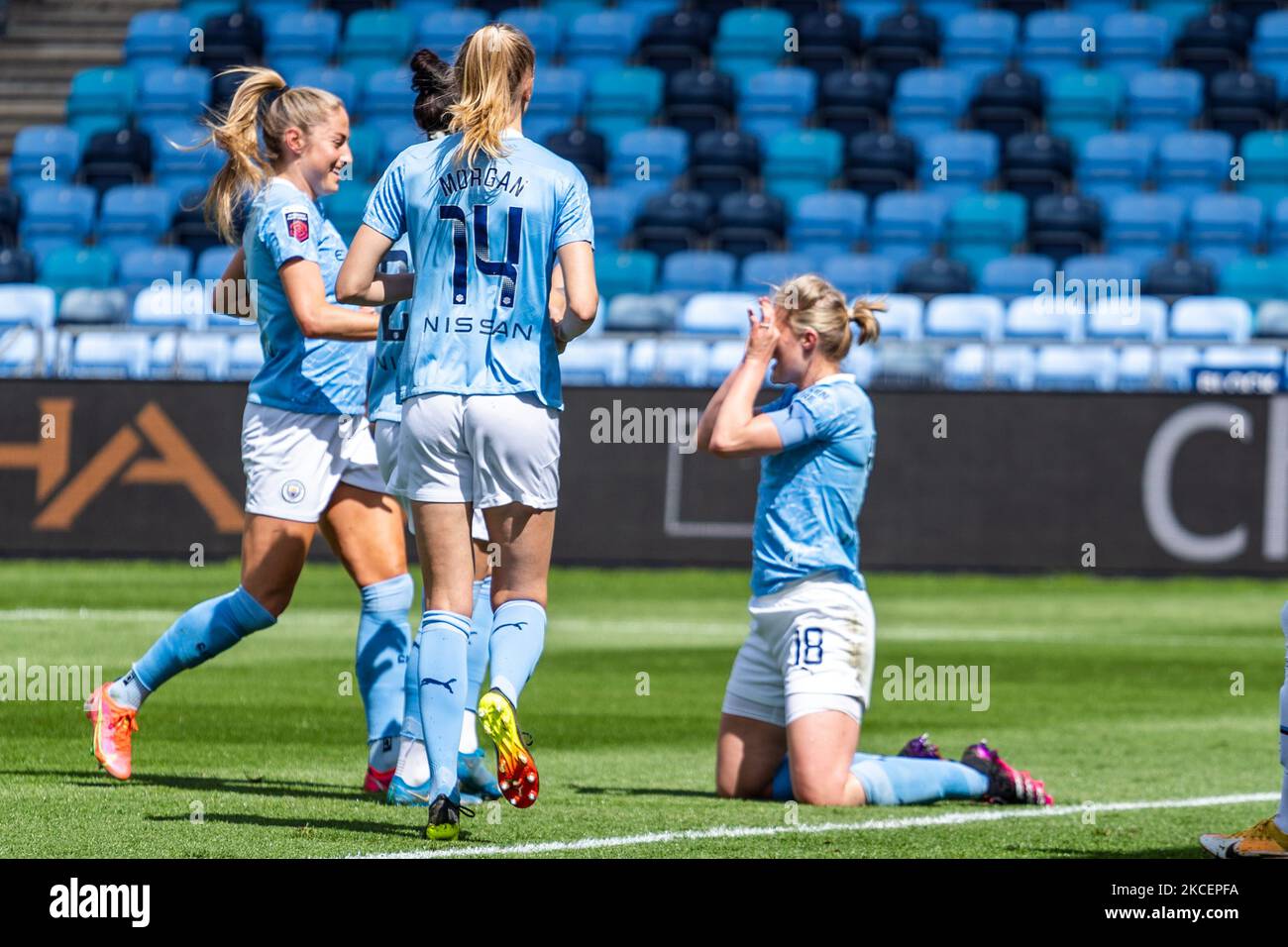 goal-celebration-ellen-white-of-manchester-city-wfc-hi-res-stock
