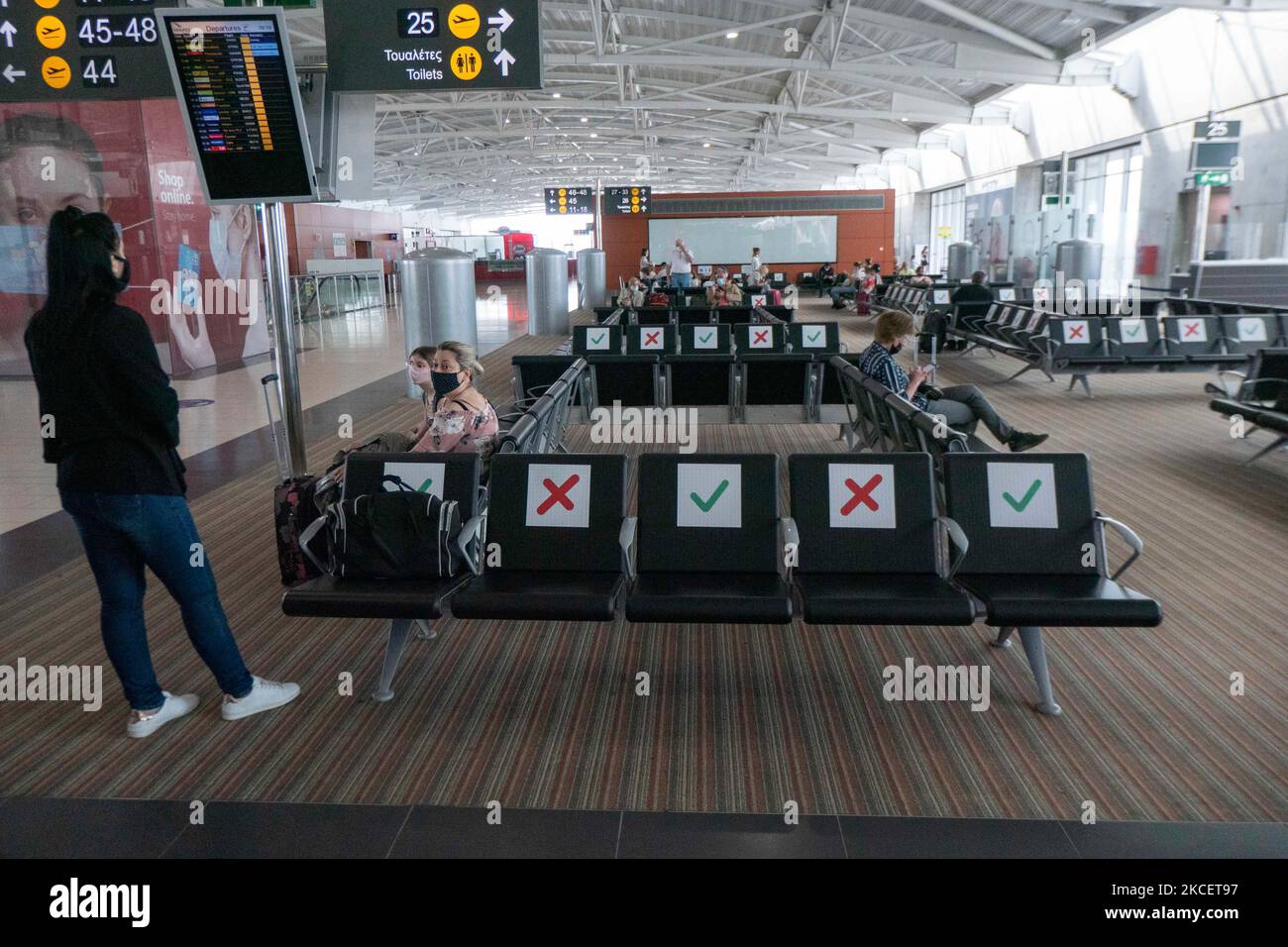 Inside the terminal of Larnaca International Airport Glafcos Clerides