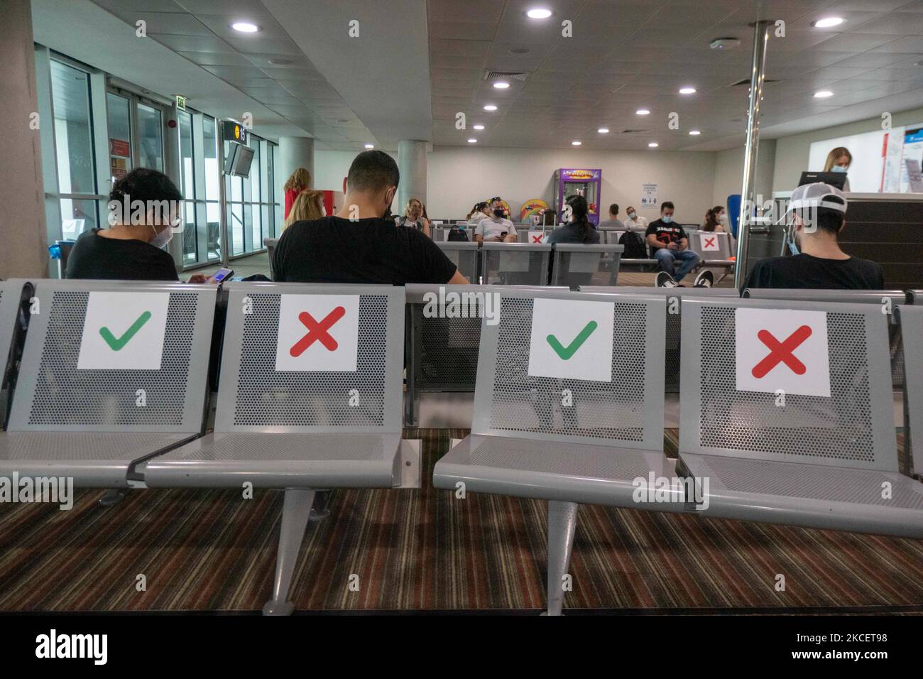 Inside the terminal of Larnaca International Airport Glafcos Clerides