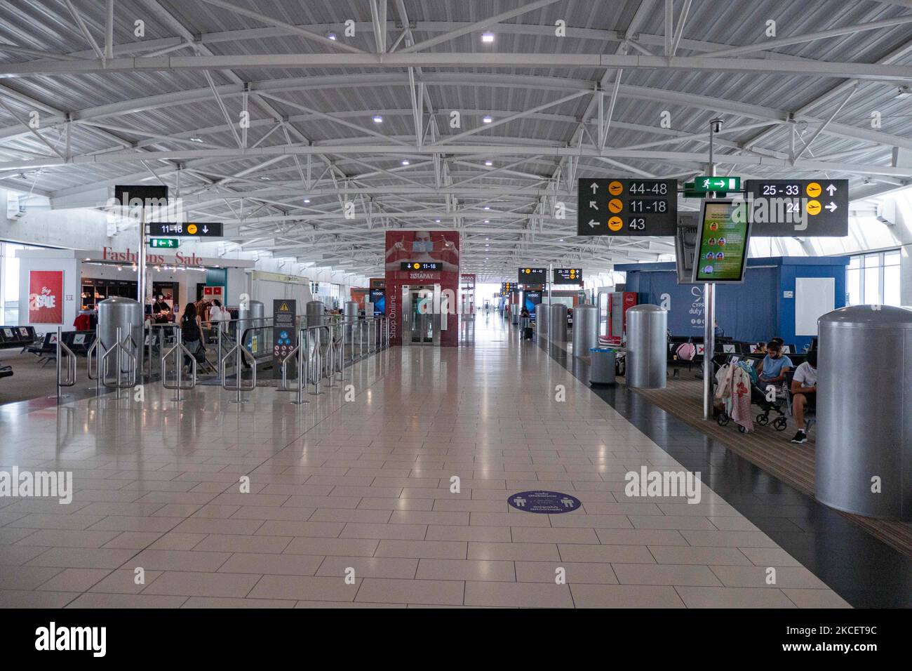 Inside the terminal of Larnaca International Airport Glafcos Clerides LCA during the Covid19