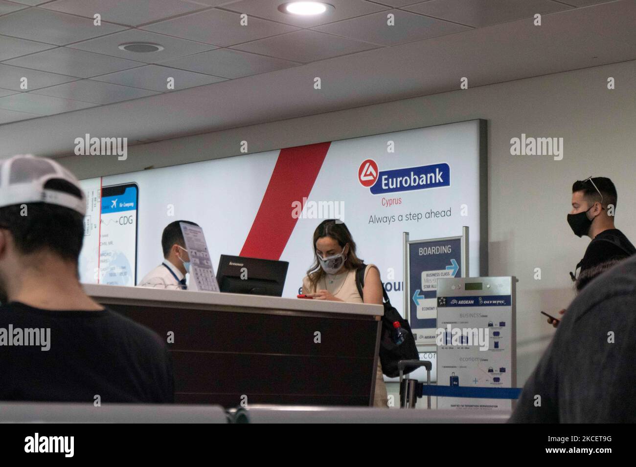 Inside the terminal of Larnaca International Airport Glafcos Clerides