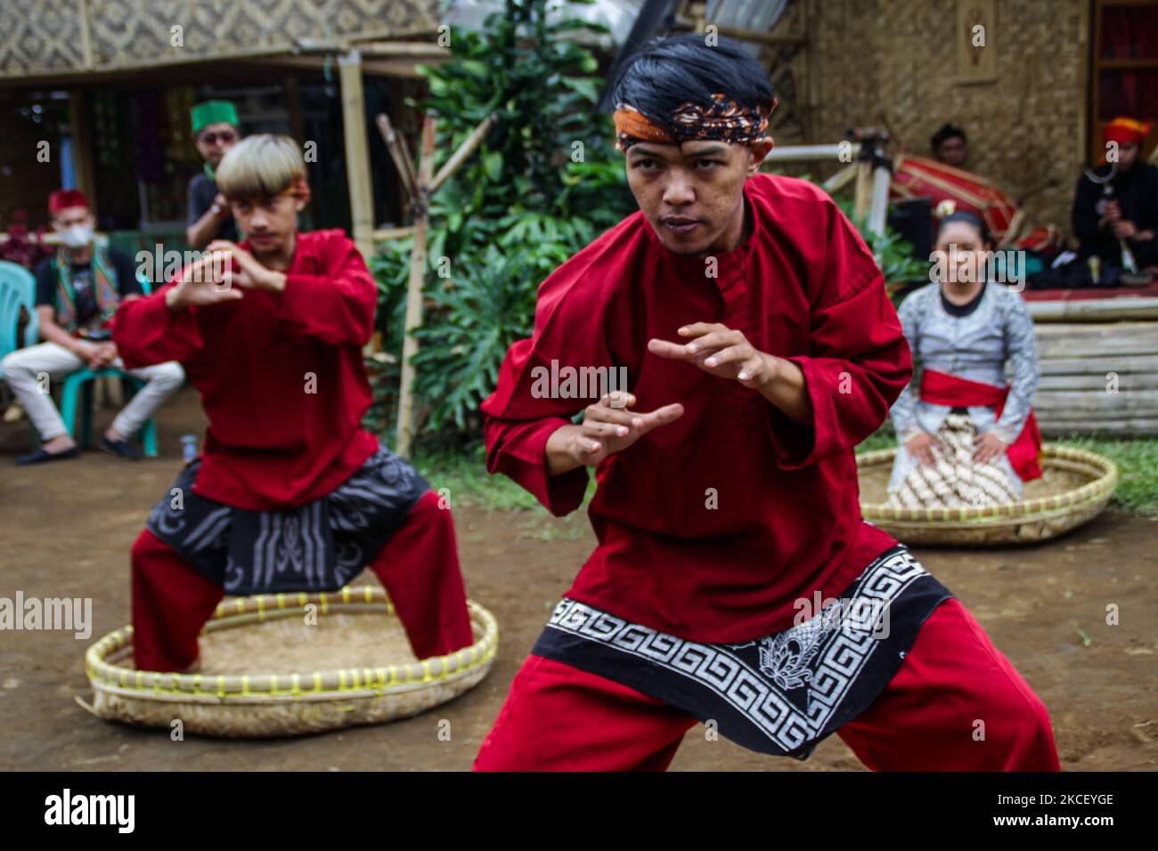 Pencak Silat fighters perform various moves on 20 May, 2021 at Lembang ...