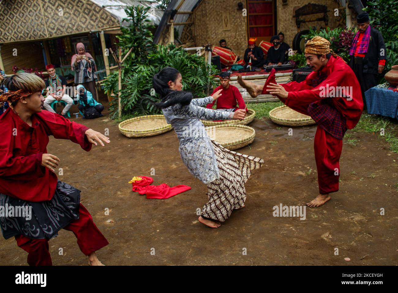 Pencak Silat fighters perform various moves on 20 May, 2021 at Lembang ...
