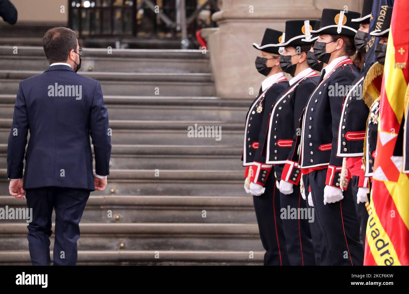 Pere Aragones arrives at the Palau de la Generalitat to be proclaimed President of the Generalitat of Catalonia, in Barcelona on 24th May 2021. -- (Photo by Urbanandsport/NurPhoto) Stock Photo