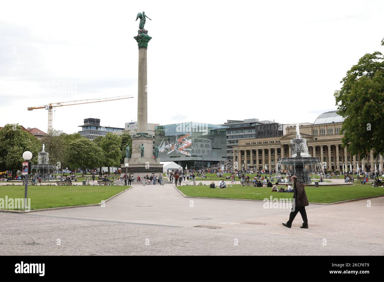 People move at the city centre of Stuttgart, Germany on Mai 24, 2021 ...