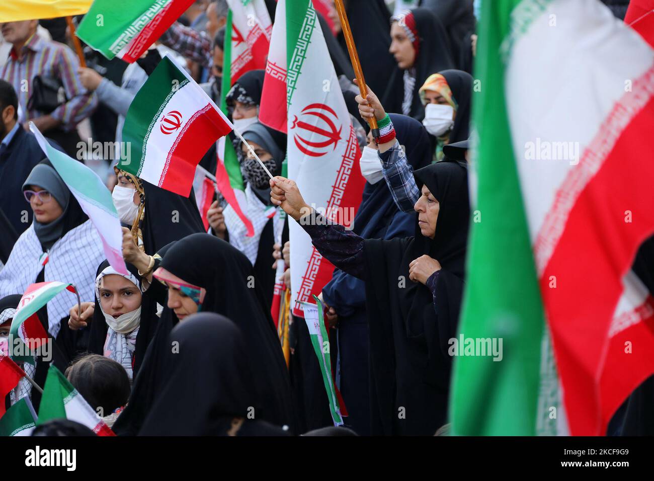 Tehran, Iran. 04th Nov, 2022. Pro-government supporters wave their national flagsi during a gathering out of the former U.S. embassy in Tehran, Iran on November 2022, to mark the anniversary of the seizure of the U.S. embassy in 1979. Photo by Iranian President press Office/UPI Credit: UPI/Alamy Live News Stock Photo