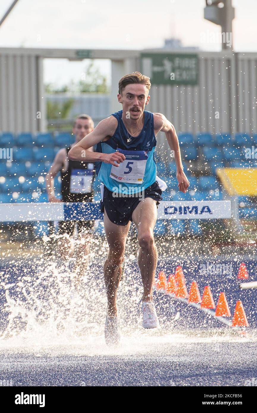 Brian Fay (IRL) wins the 3000m steeplechase during The Manchester Invitational athletics event at SportCity, Manchester on Thursday 27th May 2021. (Photo by Pat Scaasi/MI News/NurPhoto) Stock Photo