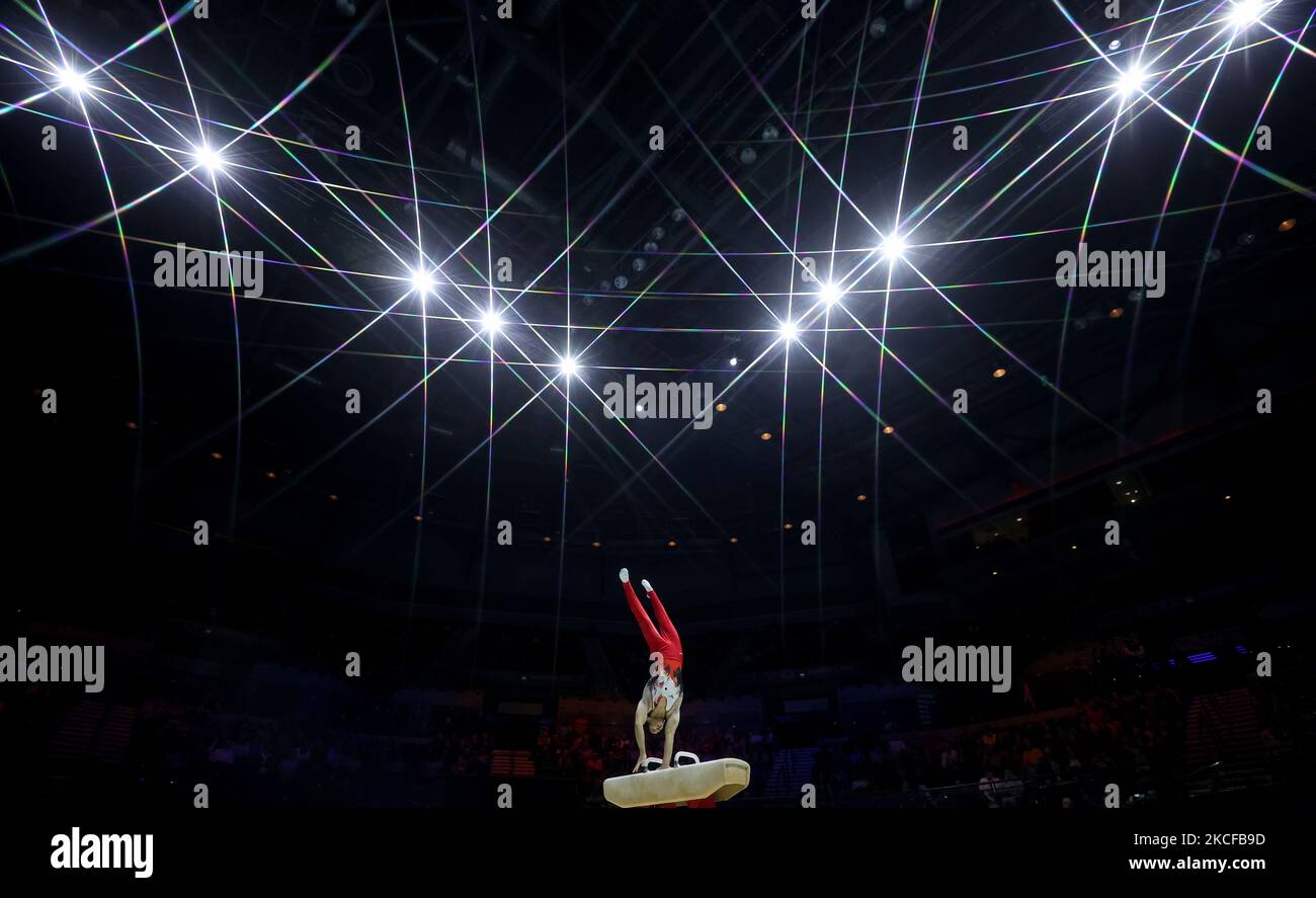 Liverpool, Britain. 4th Nov, 2022. Hashimoto Daiki of Japan competes in pommel horse competition of the men's all-around final at the 51st FIG Artistic Gymnastics World Championships in Liverpool, Britain, Nov. 4, 2022. Credit: Li Ying/Xinhua/Alamy Live News Stock Photo