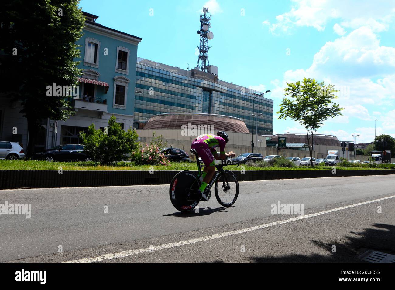Giovanni Visconti of Italy and Bardiani CSF Faizan Pro Team Giro d'Italia 2021 cycling race following the 21st and last stage on May 30, 2021 in Milan. in Milan, Italy (Photo by Mairo Cinquetti/NurPhoto) Stock Photo