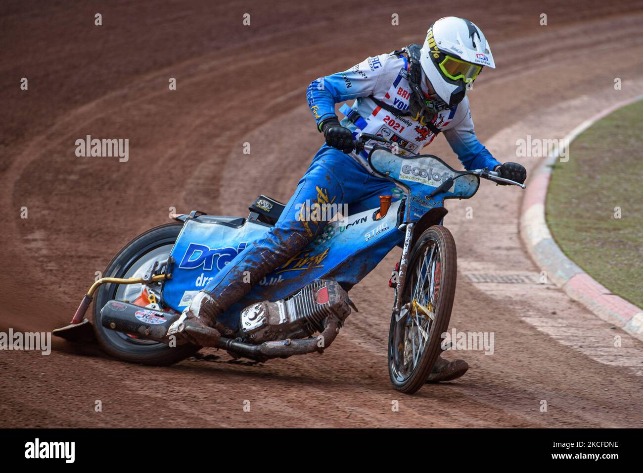 Callum Gill in action during the British Junior Championship at the National Speedway Stadium, Manchester on Friday 28th May 2021. (Photo by Ian Charles/MI News/NurPhoto) Stock Photo